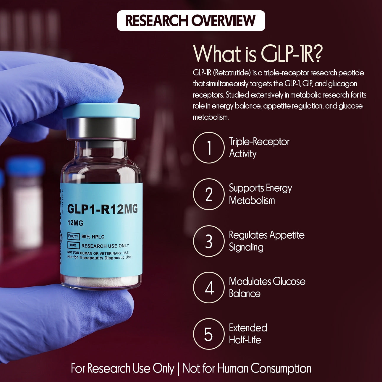 GLP1-R 12mg ·  Retatrutide (Triple Receptor Agonist)